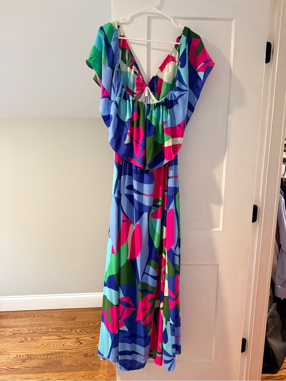 Women’s Colorful Floral Maxi Dress in Blue, Pink & Green